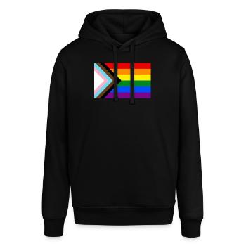PRIDE PROGRESS FLAG - Stanley/Stella Unisex Hoodie SOUNDER - Schwarz - Vorne - Alina (178cm) & Michal (187cm)