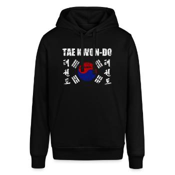 Tae Kwon Do Taekwondo Kampfkunst Korea Vintage - Stanley/Stella Unisex Hoodie SOUNDER - Schwarz - Vorne - Alina (178cm) & Michal (187cm)
