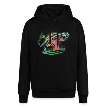 Rick and Morty Dimension 35-C - Stanley/Stella SOUNDER Unisex Hoodie - black - Front - Alina (178cm) & Michal (187cm)