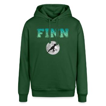 FINN - Schöner Jungen Name mit Dinosaurier - Stanley/Stella Unisex Hoodie SOUNDER - Flaschengrün - Vorne - Alina (178cm) & Michal (187cm)