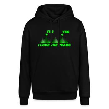 Bass I love Bass Techno Hardstyle Jumpstyle - Stanley/Stella SOUNDER Unisex Hoodie - black - Front - Alina (178cm) & Michal (187cm)