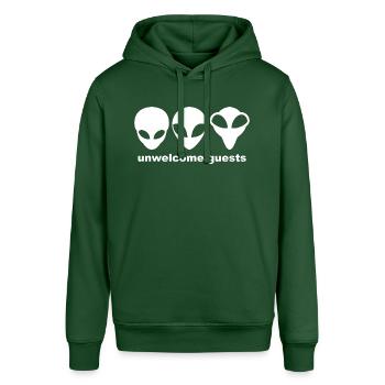 Grey Aliens are unwelcome guests. - Stanley/Stella SOUNDER Unisex Hoodie - bottle green - Front - Alina (178cm) & Michal (187cm)