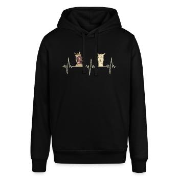 Alpaca Herzschlag Pferd Alpaka Geschenk - Stanley/Stella Unisex Hoodie SOUNDER - Schwarz - Vorne - Alina (178cm) & Michal (187cm)
