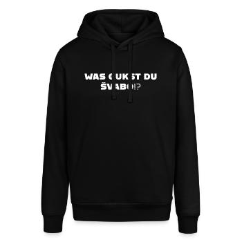 Was Gukst Du Svabo, T-Shirt, Balkan Spruch - Stanley/Stella Unisex Hoodie SOUNDER - Schwarz - Vorne - Alina (178cm) & Michal (187cm)