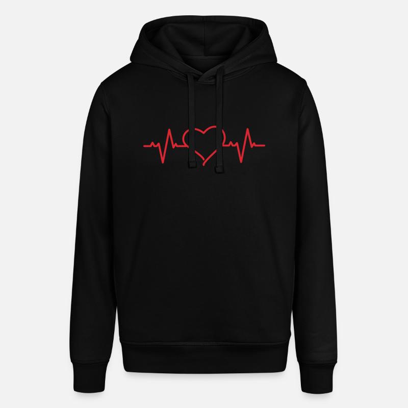 Herz mit Herzfrequenz - Stanley/Stella Unisex Hoodie SOUNDER - Schwarz