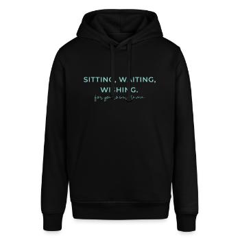 Human Design Projektor "Sitting, Waiting, Wishing. - Stanley/Stella Unisex Hoodie SOUNDER - Schwarz - Vorne - Alina (178cm) & Michal (187cm)