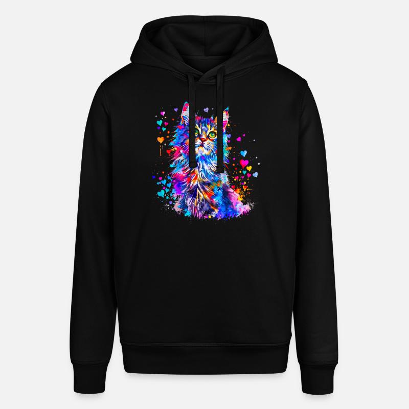 Chat mignon avec des coeur - Sweat à capuche SOUNDER Stanley/Stella Unisexe - noir