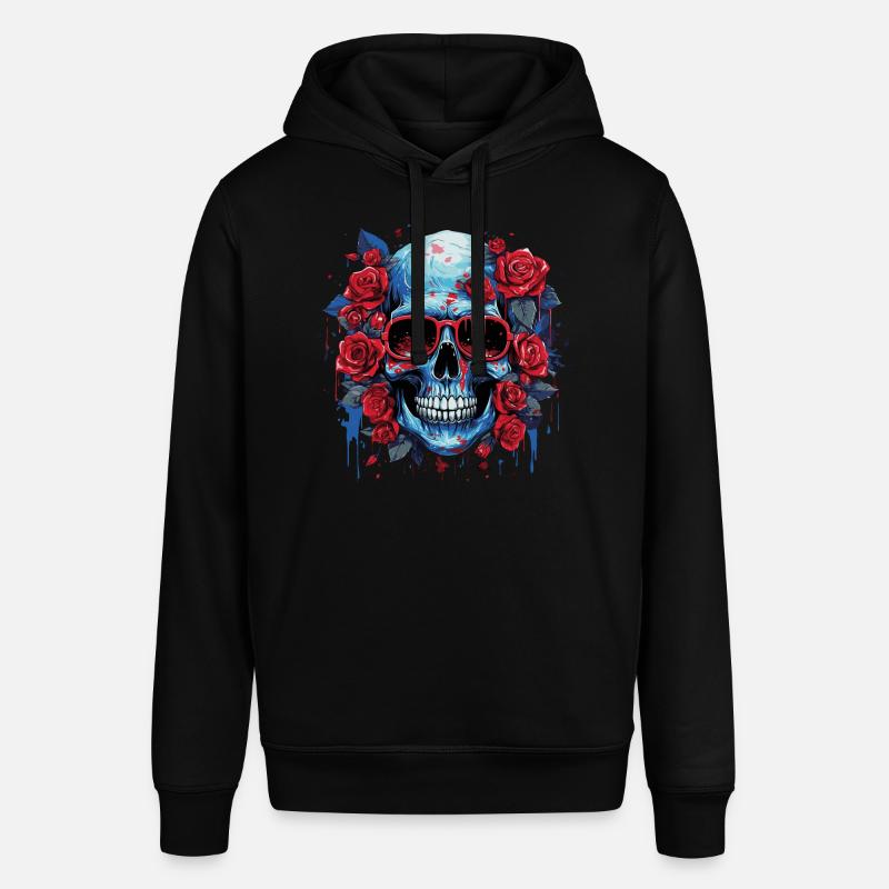 Crâne de fleur souriante - Sweat à capuche SOUNDER Stanley/Stella Unisexe - noir