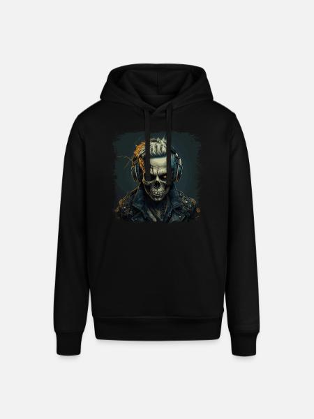 Cyborg Zombie Skull Disc Jockey - Stanley/Stella SOUNDER Unisex Hoodie - black
