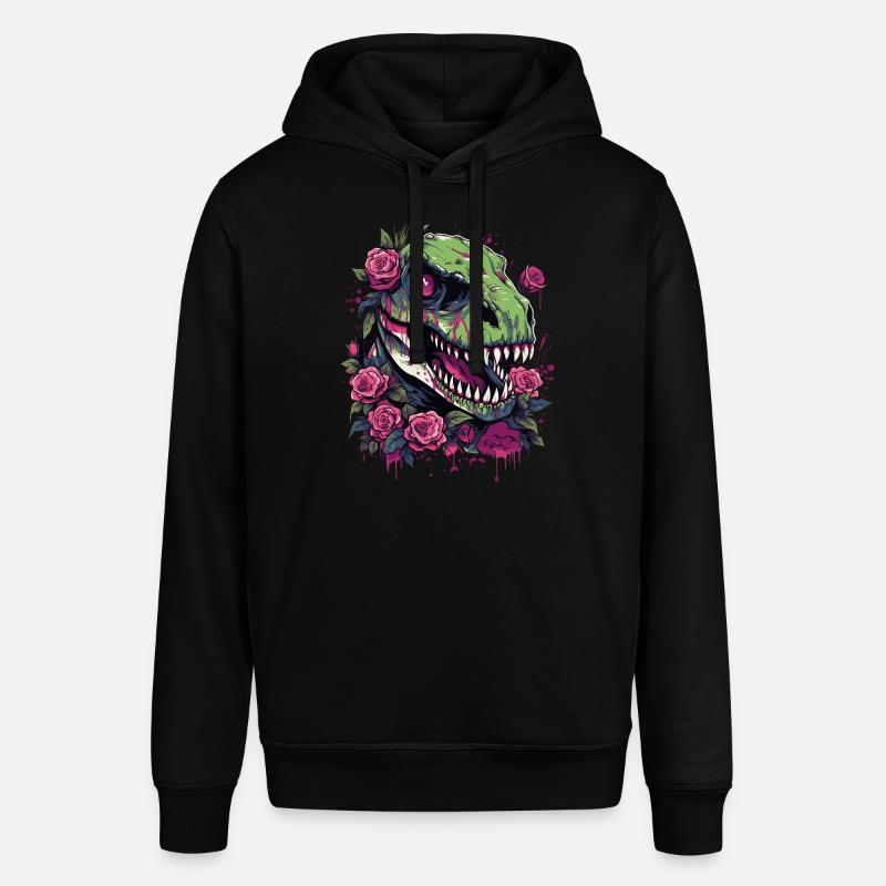 T-Rex Dino et fleurs - Sweat à capuche SOUNDER Stanley/Stella Unisexe - noir