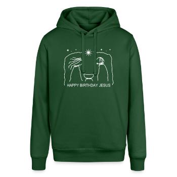 Happy Birthday Jesus God Messiah Bethlehem - Stanley/Stella SOUNDER Unisex Hoodie - bottle green - Front - Alina (178cm) & Michal (187cm)