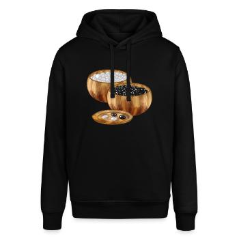Brettspiel Go Steine - Stanley/Stella Unisex Hoodie SOUNDER - Schwarz - Vorne - Alina (178cm) & Michal (187cm)