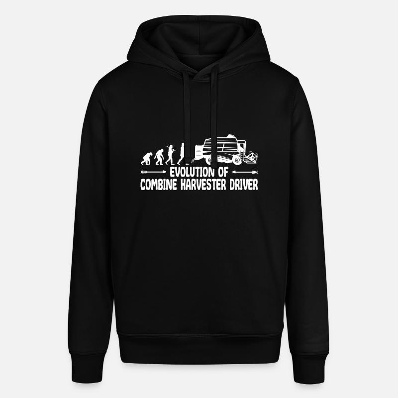Combine Grain Farmer Evolution Funny - Stanley/Stella SOUNDER Unisex Hoodie - black