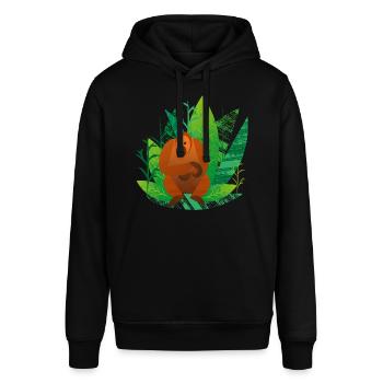 Orang Utan im Grünen - Stanley/Stella Unisex Hoodie SOUNDER - Schwarz - Vorne - Alina (178cm) & Michal (187cm)