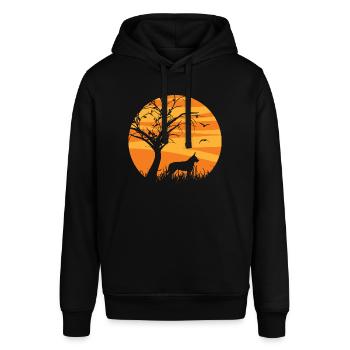 Berger Picard Sonnenaufgang Halloween Silhouette - Stanley/Stella Unisex Hoodie SOUNDER - Schwarz - Vorne - Alina (178cm) & Michal (187cm)