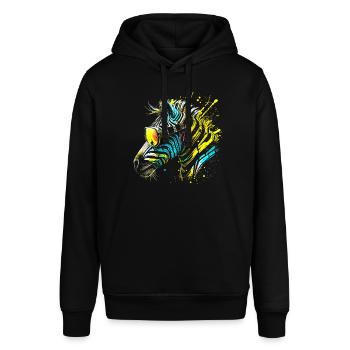 Colorful Zebra with Sunglasses Graffiti Airbrush - Stanley/Stella SOUNDER Unisex Hoodie - black - Front - Alina (178cm) & Michal (187cm)
