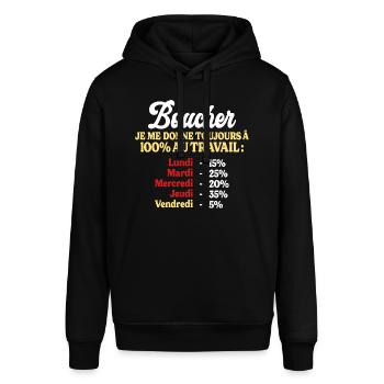 100% Au Travail Citation Drôle Boucher - Sweat à capuche SOUNDER Stanley/Stella Unisexe - noir - Devant - Alina (178cm) & Michal (187cm)