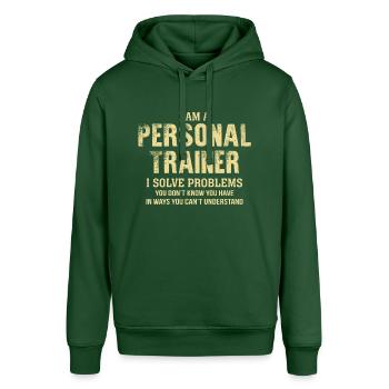 Funny Personal Trainer Quote - Stanley/Stella SOUNDER Unisex Hoodie - bottle green - Front - Alina (178cm) & Michal (187cm)