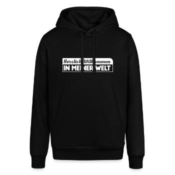 Herzlich Wilkommen in meiner Welt - Stanley/Stella Unisex Hoodie SOUNDER - Schwarz - Vorne - Alina (178cm) & Michal (187cm)