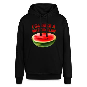 I Carried A Watermelon - Stanley/Stella Unisex Hoodie SOUNDER - Schwarz - Vorne - Alina (178cm) & Michal (187cm)