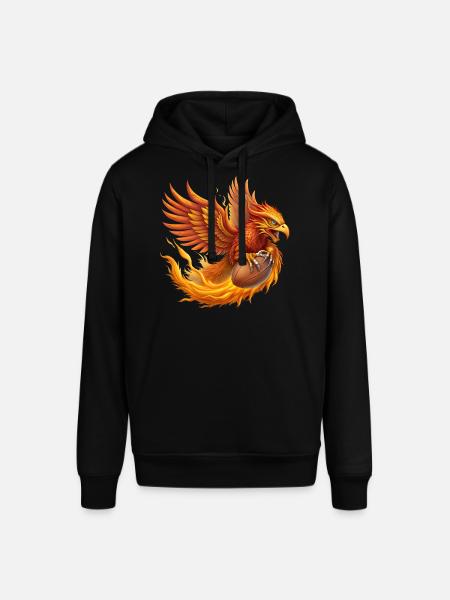 Fenice iper realistica che colpisce il pallone da calcio - Felpa con cappuccio unisex SOUNDER di Stanley/Stella - nero