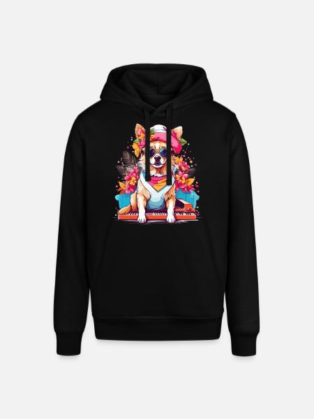Dog with Piano - Stanley/Stella SOUNDER Unisex Hoodie - black