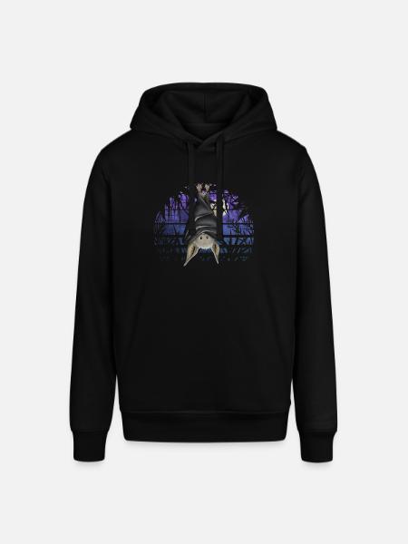 Casual Gothic Bat in Dark Blue Full Moon - Stanley/Stella SOUNDER Unisex Hoodie - black