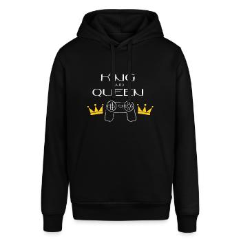 Gaming King & Queen - Stanley/Stella Unisex Hoodie SOUNDER - Schwarz - Vorne - Alina (178cm) & Michal (187cm)