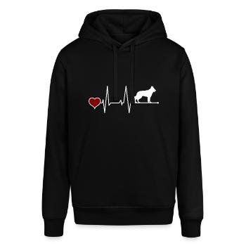 Schweizer Weißer Schäferhund Herzschlag - Stanley/Stella Unisex Hoodie SOUNDER - Schwarz - Vorne - Alina (178cm) & Michal (187cm)