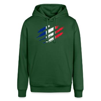 Frankreich Flagge Kratzer Französische Fahne Cut - Stanley/Stella Unisex Hoodie SOUNDER - Flaschengrün - Vorne - Alina (178cm) & Michal (187cm)