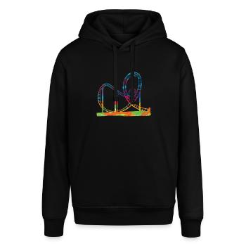 Achterbahn Geschenkidee Freizeitparks Schausteller - Stanley/Stella Unisex Hoodie SOUNDER - Schwarz - Vorne - Alina (178cm) & Michal (187cm)