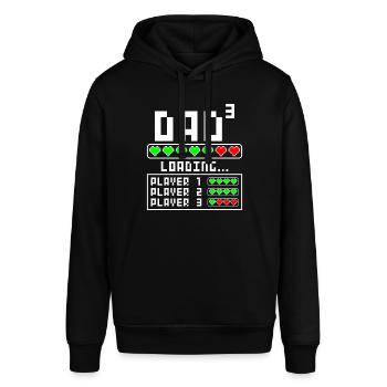 Papa Vater von 3 drittes Drei Kind Baby Kindern - Stanley/Stella Unisex Hoodie SOUNDER - Schwarz - Vorne - Alina (178cm) & Michal (187cm)