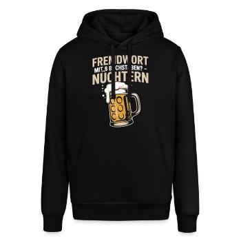 Party Fremdwort mit 8 Buchstaben - Nüchtern - Stanley/Stella Unisex Hoodie SOUNDER - Schwarz - Vorne - Alina (178cm) & Michal (187cm)
