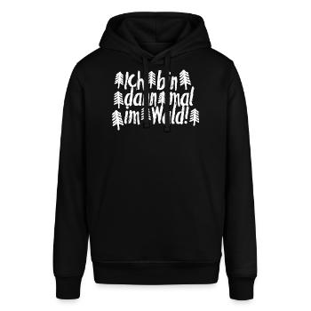 Ich bin dann mal im Wald - Stanley/Stella Unisex Hoodie SOUNDER - Schwarz - Vorne - Alina (178cm) & Michal (187cm)