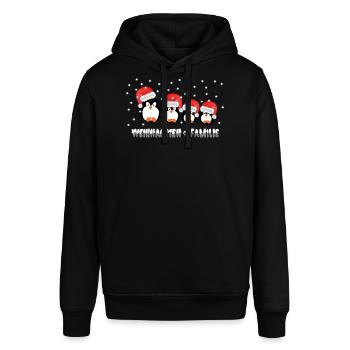 Weihnachten = Familie / X Mas / Pinguine / Schnee - Stanley/Stella Unisex Hoodie SOUNDER - Schwarz - Vorne - Alina (178cm) & Michal (187cm)