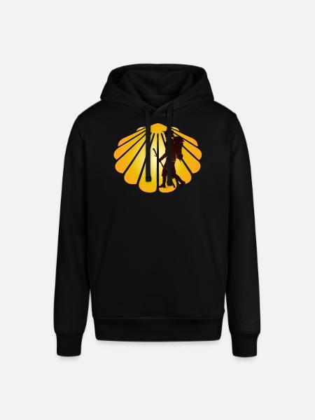 A pilgrim on a pilgrimage path with scallops - Stanley/Stella SOUNDER Unisex Hoodie - black