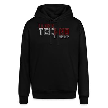 I Love Techno - Stanley/Stella Unisex Hoodie SOUNDER - Schwarz - Vorne - Alina (178cm) & Michal (187cm)