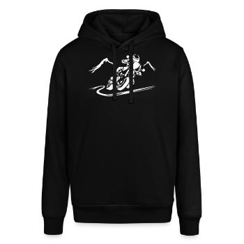 Rasende Motorrad Silhouette - Stanley/Stella Unisex Hoodie SOUNDER - Schwarz - Vorne - Alina (178cm) & Michal (187cm)