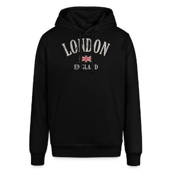 Vintage London Union Jack - Stanley/Stella Unisex Hoodie SOUNDER - Schwarz - Vorne - Alina (178cm) & Michal (187cm)