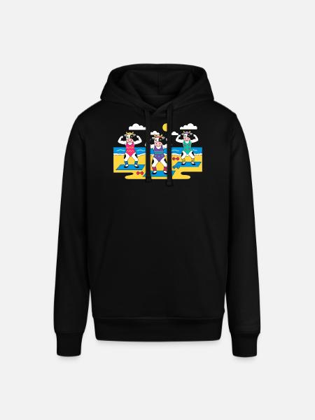 Cow Yoga Beach - Stanley/Stella SOUNDER Unisex Hoodie - black