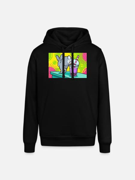 Cute Bunny Funny Boba Bubble Tea - Stanley/Stella SOUNDER Unisex Hoodie - black