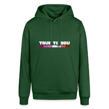 Rainbow Connection Embrace, Happy Pride - Stanley/Stella SOUNDER Unisex Hoodie - bottle green - Front - Alina (178cm) & Michal (187cm)