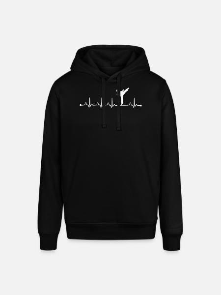 Karate Heartbeat ECG Pulse Martial Arts Fighter - Stanley/Stella SOUNDER Unisex Hoodie - black