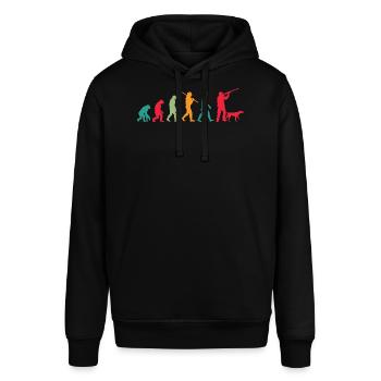 Die Evolution der Jäger - Stanley/Stella Unisex Hoodie SOUNDER - Schwarz - Vorne - Alina (178cm) & Michal (187cm)