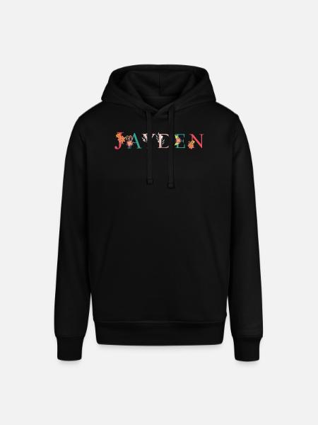 JAYDEN Namenskunst mit gestickten Blumen - Stanley/Stella Unisex Hoodie SOUNDER - Schwarz