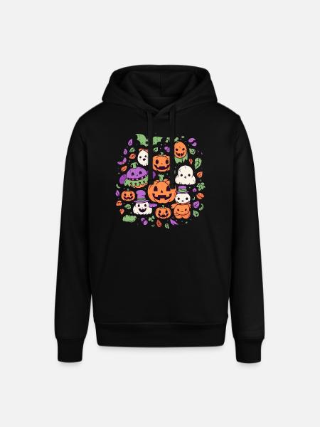 Cute Halloween pumpkins and ghosts - Stanley/Stella SOUNDER Unisex Hoodie - black