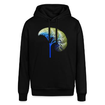 Fraktal #97 - Stanley/Stella Unisex Hoodie SOUNDER - Schwarz - Vorne - Alina (178cm) & Michal (187cm)