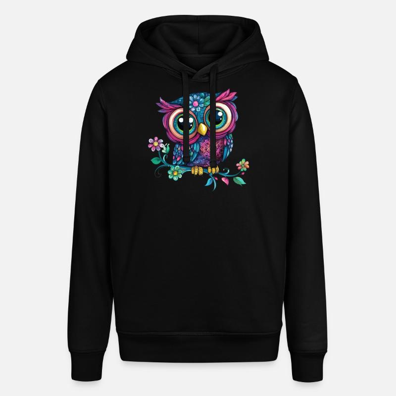 Bunte Eule auf Ast - Stanley/Stella Unisex Hoodie SOUNDER - Schwarz