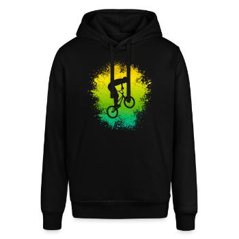 BMX Fahrrad Kinder Motiv Freestyle BMX Fahrer - Stanley/Stella Unisex Hoodie SOUNDER - Schwarz - Vorne - Alina (178cm) & Michal (187cm)