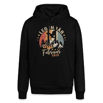 Legendary since February 1931 birthday 1931 - Stanley/Stella SOUNDER Unisex Hoodie - black - Front - Alina (178cm) & Michal (187cm)